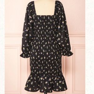 Midi Ruched Dress with Floral Pattern